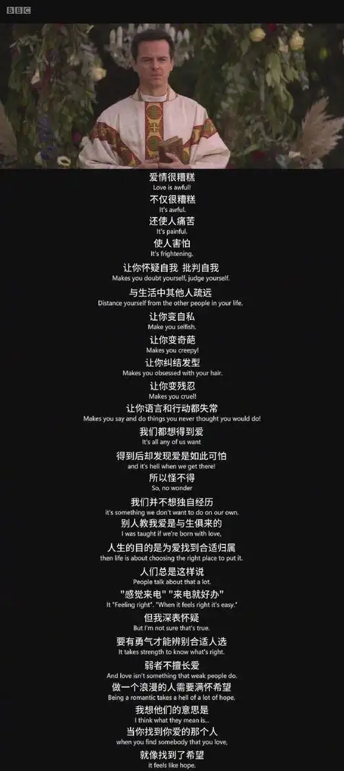 伦敦生活里这段台词简直就是我的心理写照