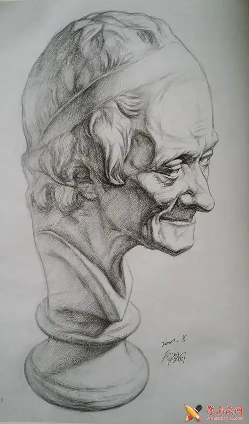 伏尔泰石膏像素描画5幅【高清图片】