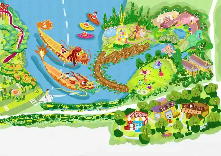 武汉东湖绿道地图插画