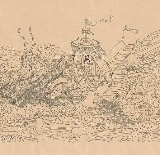 王敏老师作品《洛神赋图》白描长卷(局部)