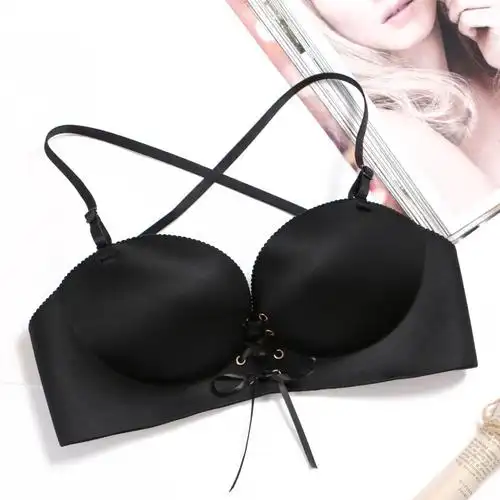 糖果色拉逼性感美背交叉带无痕内衣一片式亚当之手按摩无钢圈文胸