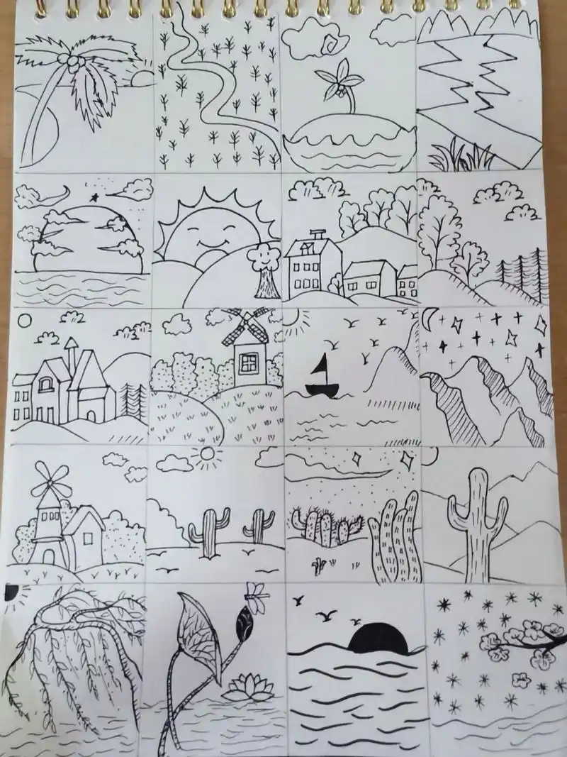 风景简笔画-自然风景 很久之前画的了, 留着自己看啦