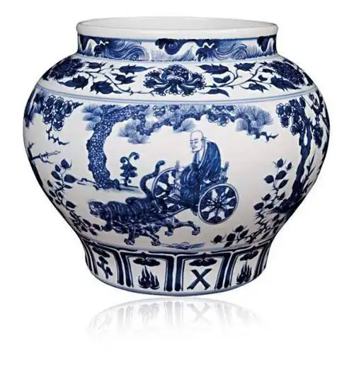 元青花鬼谷子下山图罐