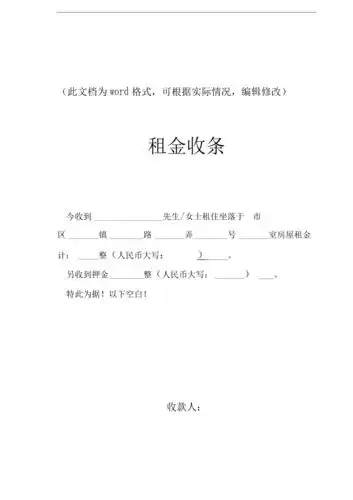 新版租金收条标准格式