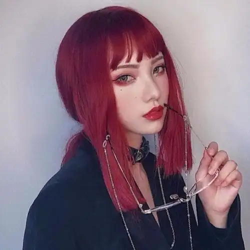 【可选顺丰配送】酒红色假发女中长发自然全头套式短发发型网红