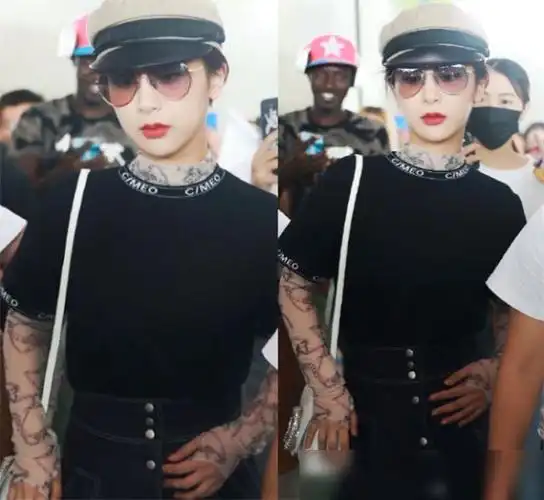 杨紫终于对纹身冰袖下手了可看到效果网友暗黑风女孩