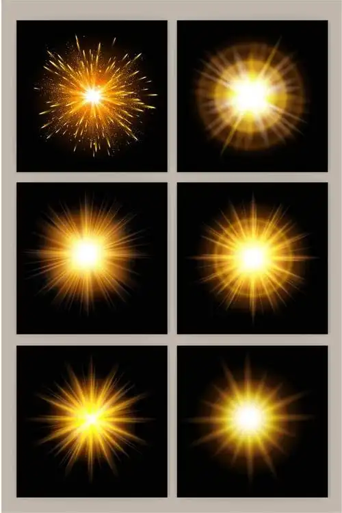 金黄色爆炸光晕光圈矢量素材
