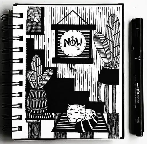 黑白装饰画素材#黑白装饰画#黑白装饰画超话#儿童线描画##儿童画线描