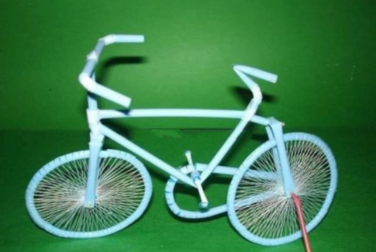 吸管制作自行车模型手工制作方法_自行车模型diy制作教程图解