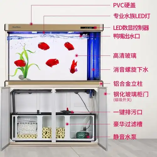 鱼缸水族箱落e地免换水客厅玻璃大中型生态家用下过滤底滤鱼