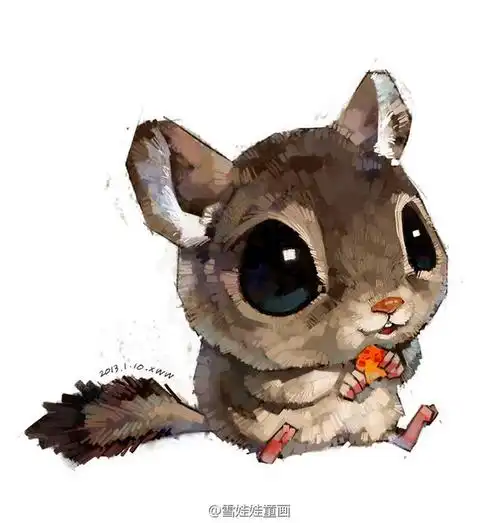 21:59:03动物 萌物 插画 壁纸 松鼠怪兽原画静静de等候同采自www