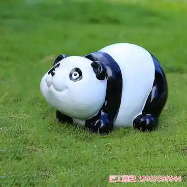 玻璃钢熊猫雕塑 仿真彩绘动物装饰摆件