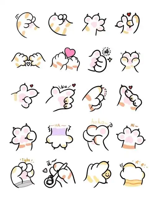 简笔练习可爱猫爪爪