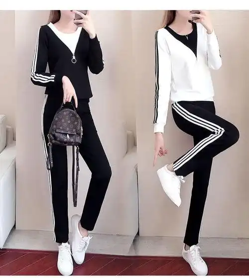 运动休闲套装女运动套装女春秋季新款韩版宽松显瘦洋气休闲装女士跑步