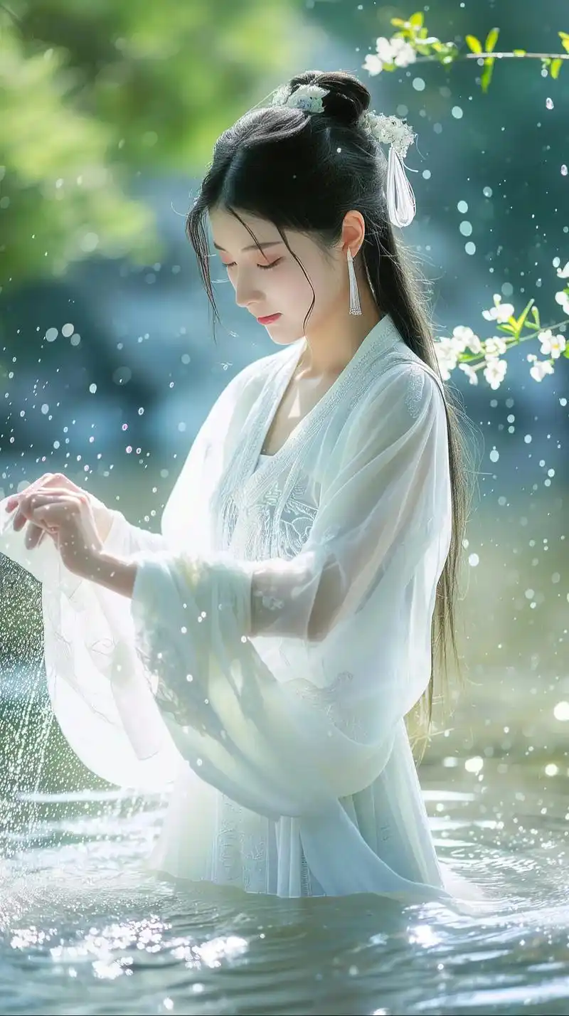 浣溪沙,浣纱溪,溪浣纱. #插画 #古风 #国风古韵 #唯美 - 抖音