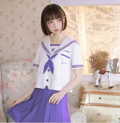 西西原创jk制服幸运十二星座双鱼座水手服紫三本学生校服
