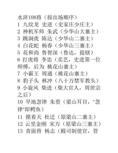 《水浒传》中的108个好汉