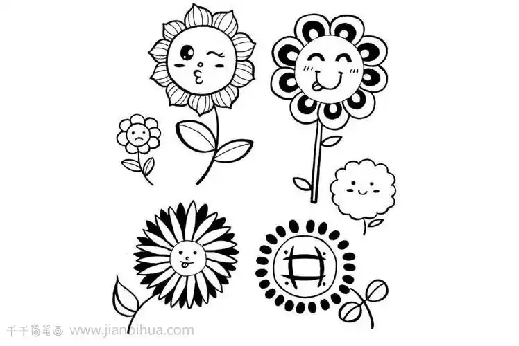 太阳当空照花儿对我笑24种可爱的花朵简笔画大全