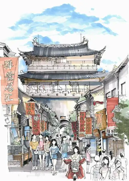 点赞!洛阳姑娘手绘老城风景 古色古香引共鸣