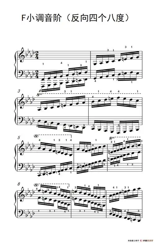 f小调音阶(反向四个八度)(孩子们的钢琴音阶,和弦与琶音 2)(1)_199