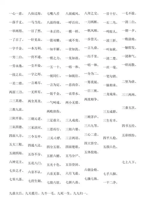 数字成语大全