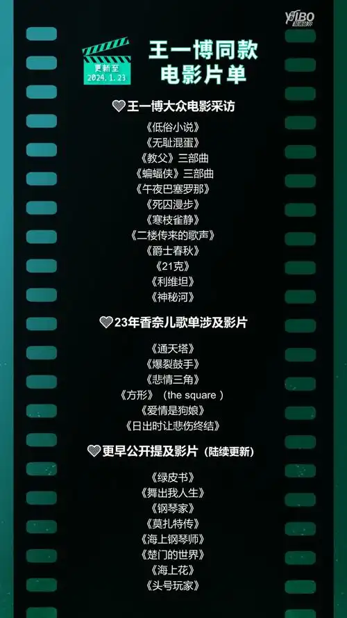 96#王一博同款电影片单#公开提及影片清单合集  (本条陆续更新以前