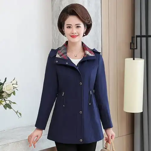 妈妈装中老年人女装春秋装外套长袖夹克衫老人衣服女奶奶春季风衣