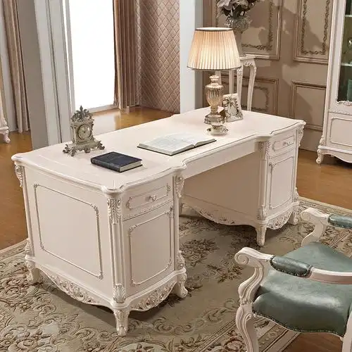 欧美式奢华书房家具实木书桌欧式老板桌家用办公复古大办公桌