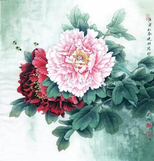 [国画高清大图]0019_李晓明牡丹工笔画高清图专辑jpg-江东双娇1_5433