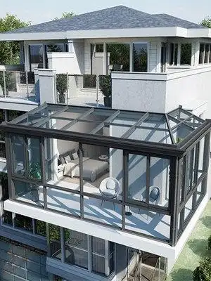 露台别墅阳光房定制门窗遮阳铝合金玻璃屋封阳台顶棚花园户外平顶