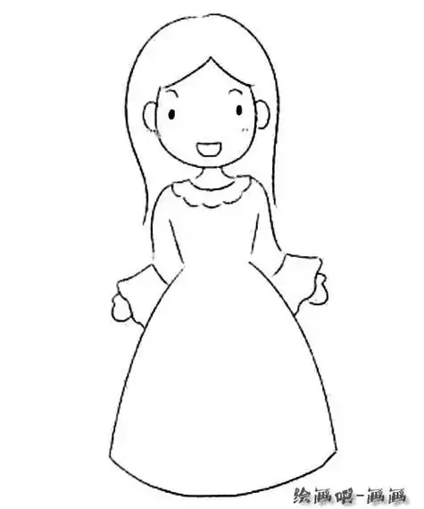 美丽的公主简笔画步骤图