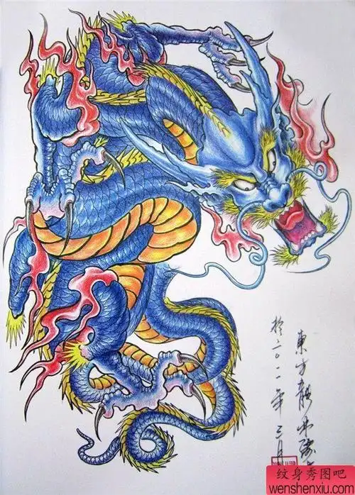 披肩龙手稿_纹身披肩龙手稿图案_披肩龙手稿线稿素材 - 纹身秀