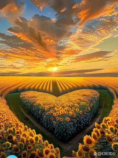 风景夕阳余晖花海向日葵夕阳