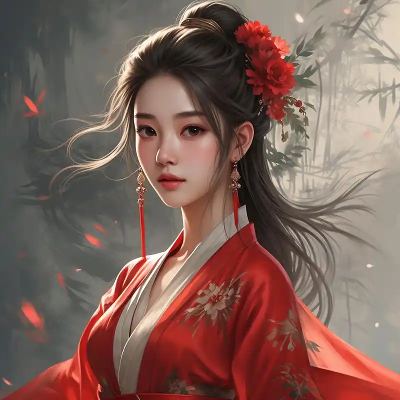 95女生古风红衣头像95