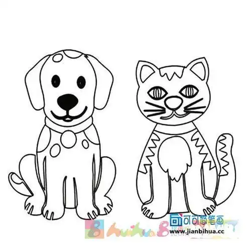 小猫和小狗的简笔画动物简笔画教程可爱的小猫小狗简笔画图片