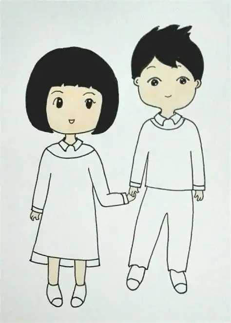 小情侣简笔画图片大全情侣可爱简笔画100张