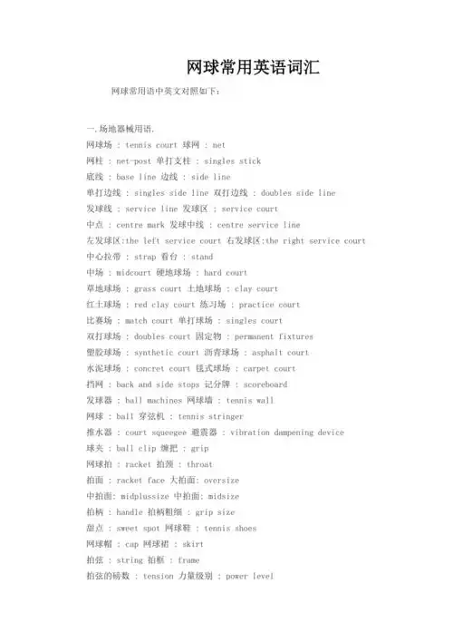 网球常用英语词汇docx