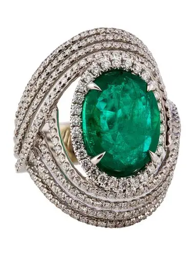 18k emerald & diamond cocktail ring