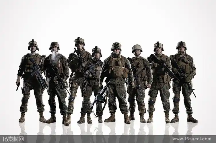 八个手持步枪的外国军人高清图片