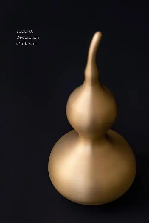 若奈 真黄铜印度手工"福禄金葫芦桌面枝条花器玄关菩提开运摆件