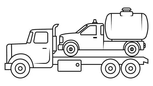 亲子简笔画:搬运油罐车画画