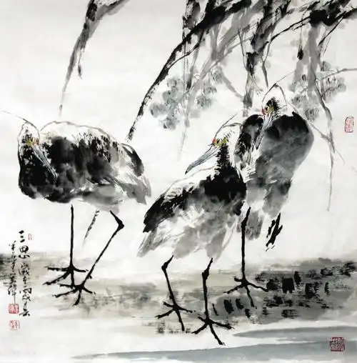 毕宏伟(浙江省美术家协会会员,浙江省花鸟画家协会会员) 三思图 四