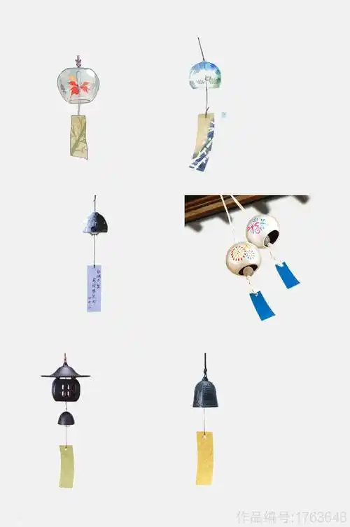 古风清新手绘风铃元素素材