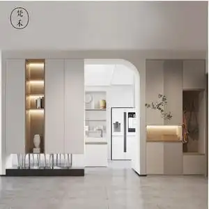 梵禾现代简约客厅c字柜悬空入户鞋柜到顶隔断柜全屋定制家具设计