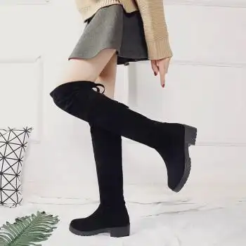 红蜻蜓过膝长靴女商场同款平底长筒靴弹力靴高筒靴女靴过膝靴棉靴平跟