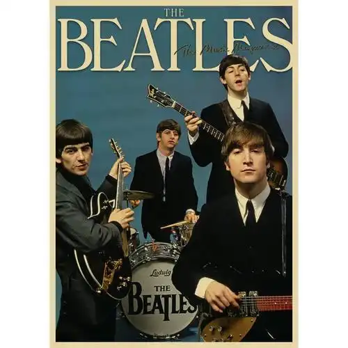 饰画甲壳虫乐队牛皮纸海报摇滚复古画报寝室贴画披头士怀旧装