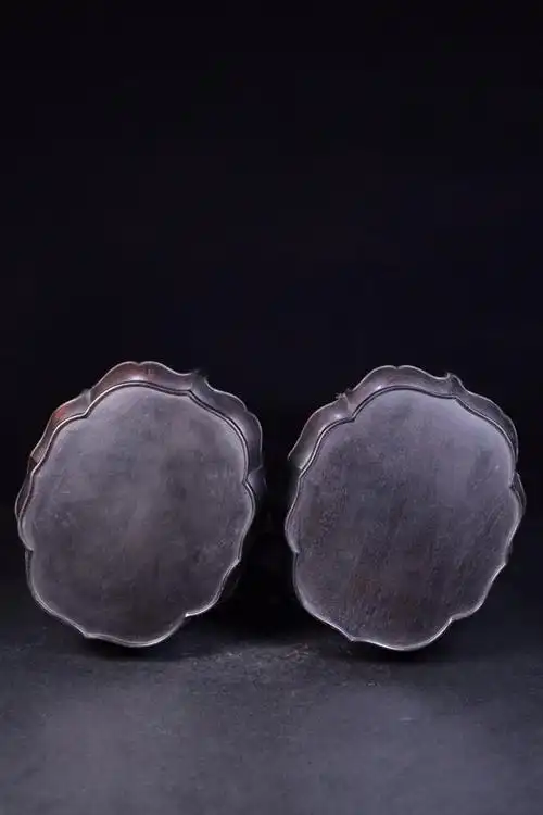 回流老紫檀木花几座一对