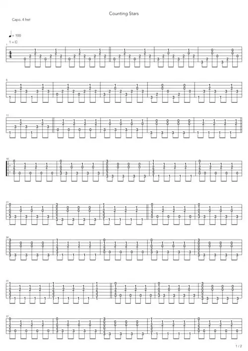 onerepubliccountingstars吉他谱