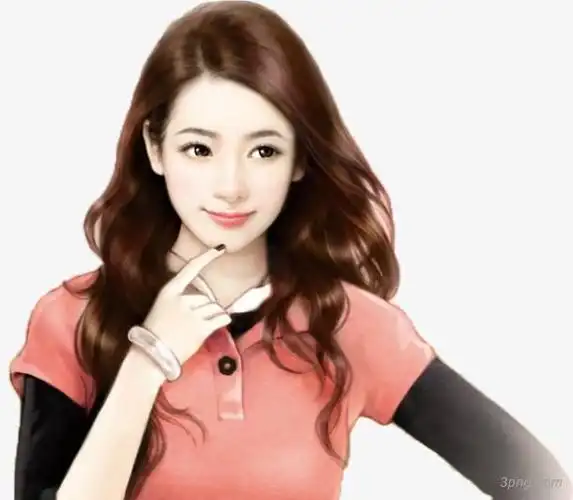 手绘俏皮活泼美女png素材透明免抠图片-动植人物