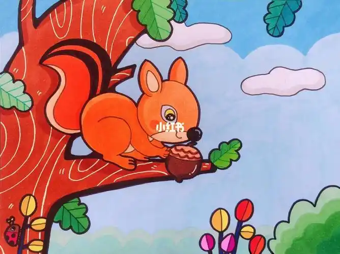 素材来自@逗鸭#儿童简笔画  #小松鼠简笔画  #画画打卡#零基础学画画
